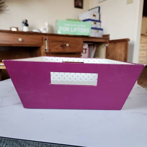 HOM burgundy basket sturdy cardboard organizer storage - Picture 2 of 6